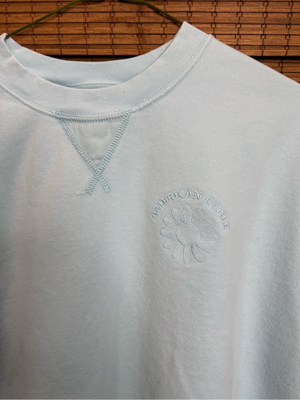 American Eagle Flower Light Blue Crewneck Sweatshirt - Picture 2 of 5